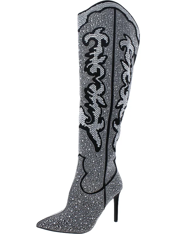 Warm comfortable boots women-Iresa 4 Womens Embellished Thigh High Over-The-Knee Boots