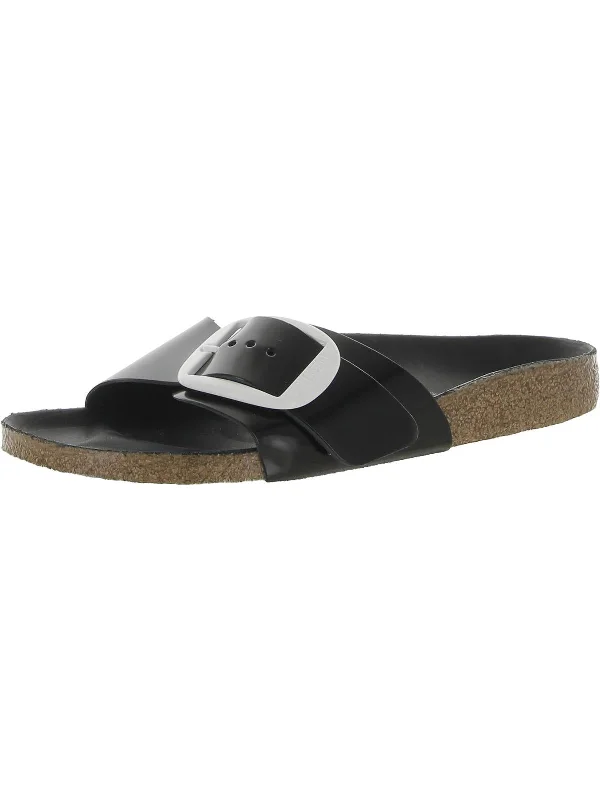 Sandals reggae shows-Madrid Big Buckle Womens Solid Footbed Slide Sandals