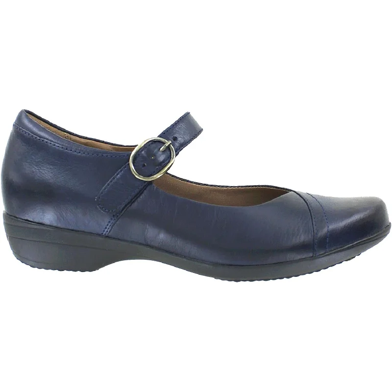 Fashion & Dress Shoes for formal dressing-Women's Dansko Fawna Navy Burnished Calf Leather